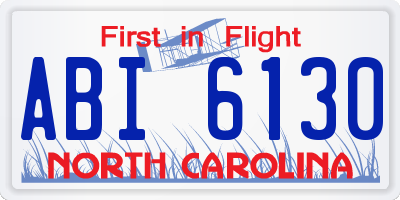 NC license plate ABI6130