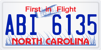 NC license plate ABI6135