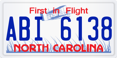 NC license plate ABI6138