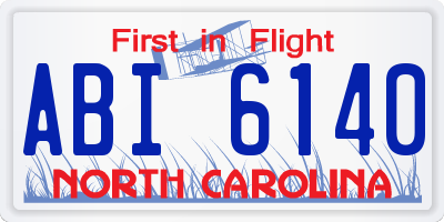 NC license plate ABI6140