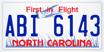 NC license plate ABI6143