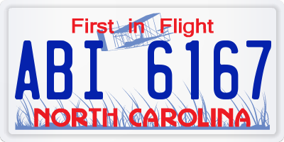 NC license plate ABI6167