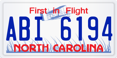 NC license plate ABI6194