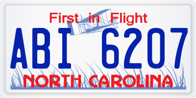 NC license plate ABI6207