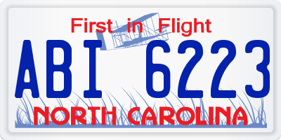 NC license plate ABI6223