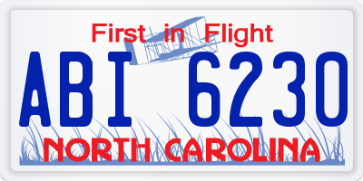 NC license plate ABI6230