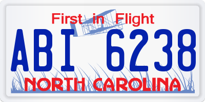NC license plate ABI6238