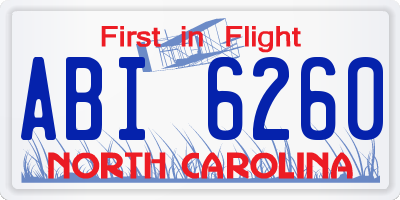 NC license plate ABI6260