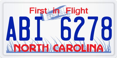 NC license plate ABI6278