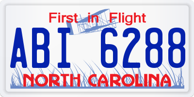 NC license plate ABI6288
