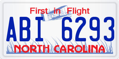 NC license plate ABI6293