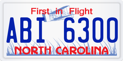 NC license plate ABI6300