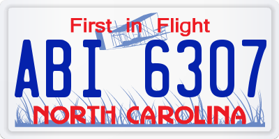 NC license plate ABI6307