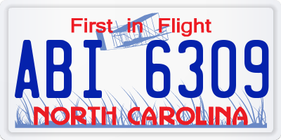 NC license plate ABI6309
