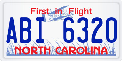NC license plate ABI6320