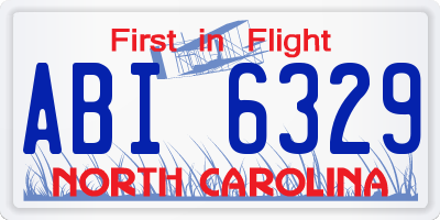NC license plate ABI6329
