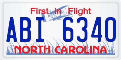 NC license plate ABI6340