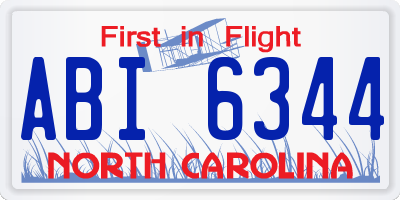 NC license plate ABI6344