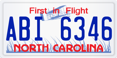 NC license plate ABI6346