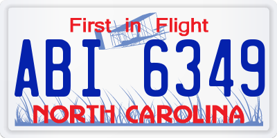 NC license plate ABI6349