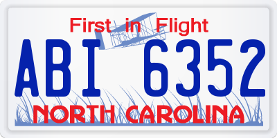 NC license plate ABI6352
