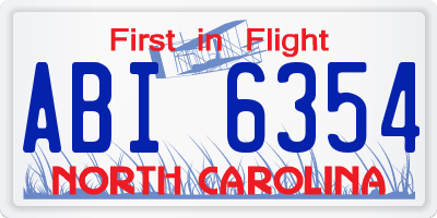 NC license plate ABI6354