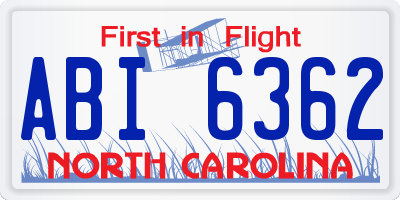 NC license plate ABI6362