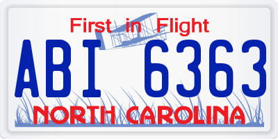NC license plate ABI6363