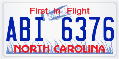 NC license plate ABI6376