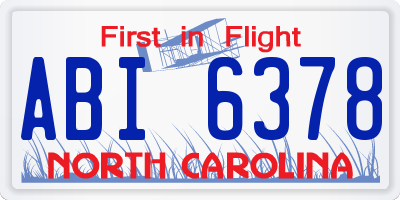 NC license plate ABI6378