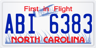 NC license plate ABI6383