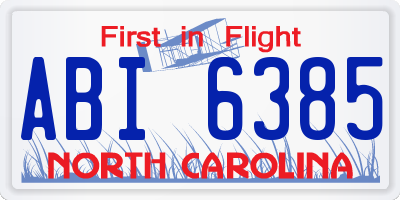 NC license plate ABI6385