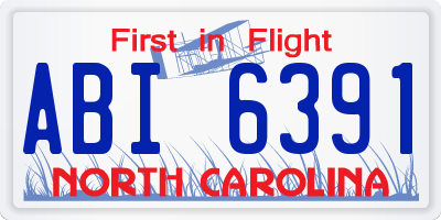 NC license plate ABI6391