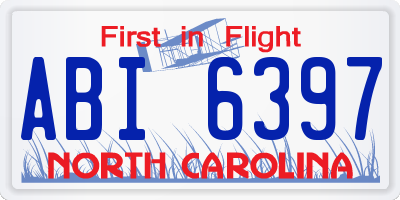 NC license plate ABI6397