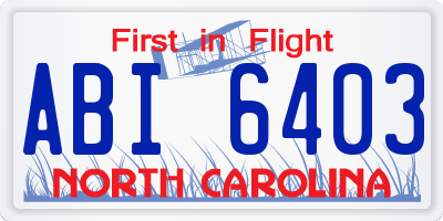 NC license plate ABI6403