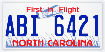 NC license plate ABI6421