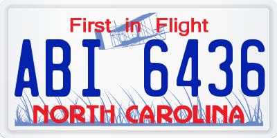 NC license plate ABI6436