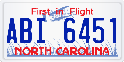 NC license plate ABI6451