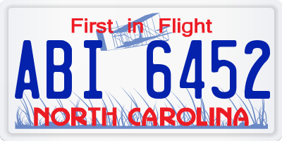 NC license plate ABI6452