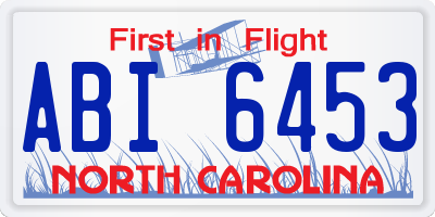 NC license plate ABI6453