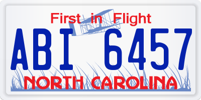 NC license plate ABI6457