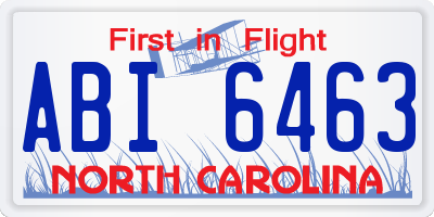 NC license plate ABI6463
