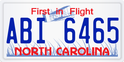 NC license plate ABI6465