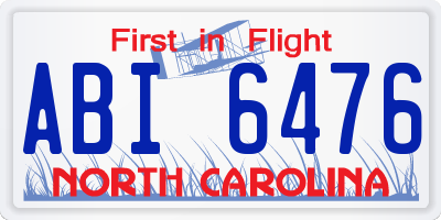 NC license plate ABI6476