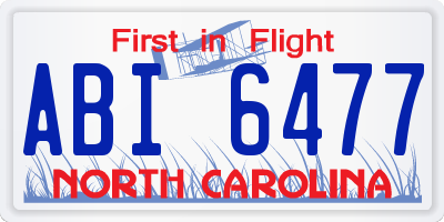 NC license plate ABI6477