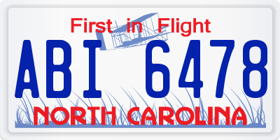 NC license plate ABI6478