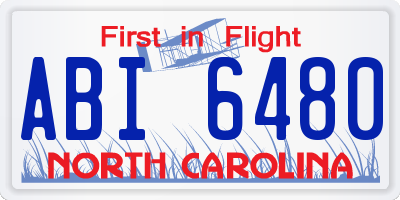 NC license plate ABI6480