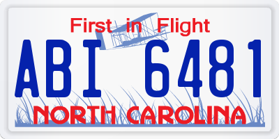 NC license plate ABI6481