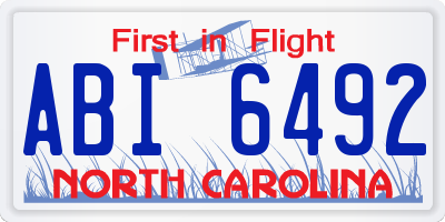 NC license plate ABI6492