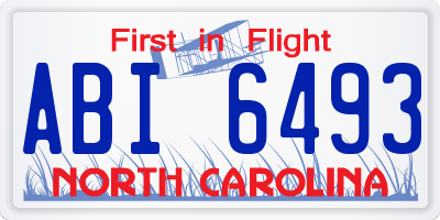 NC license plate ABI6493
